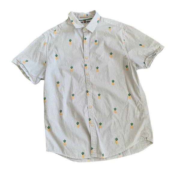 Denim & Flower Ricky Singh Swiss Dot Pineapple Button Up Shirt L - Picture 1 of 5